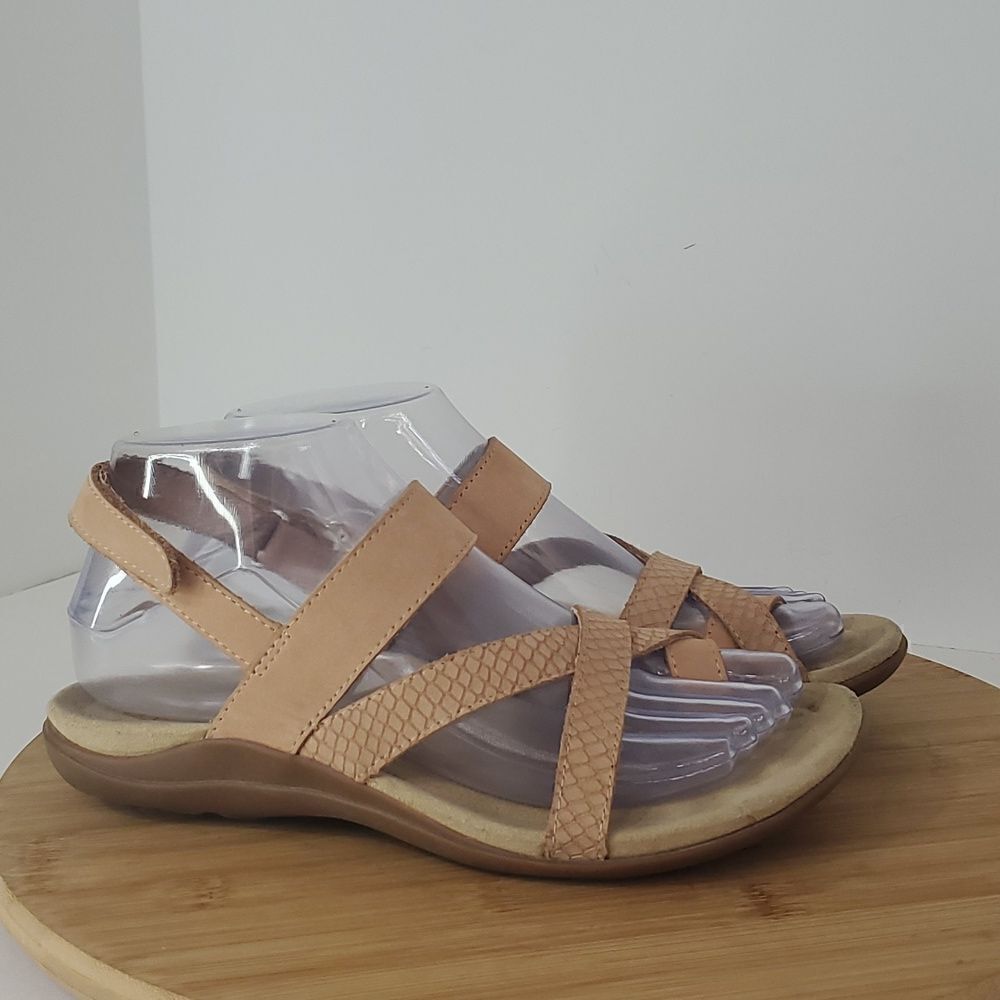 ABEO Barnett Women's Orthotic Sandal Neutral Tan Embossed Nubuck Size 6